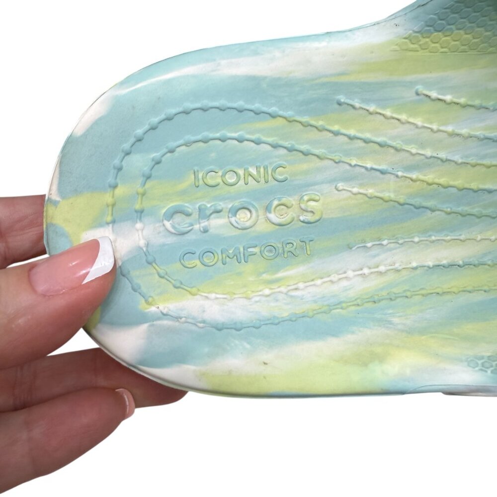 Crocs Classic Marbled Sandal Slide in Pure Water Women's size 10 Men's size 8 - Picture 6 of 9